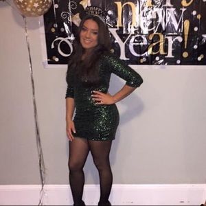 Emerald Green Sequin Mini Dress